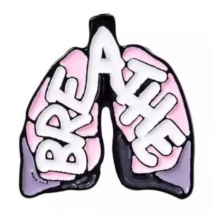 BREATHE Enamel Pin Lungs Anatomy Mental Health Yoga Brooch Gift